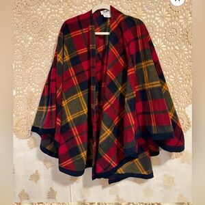 394 // Leon James Plaid Poncho Style Wrap • One Size